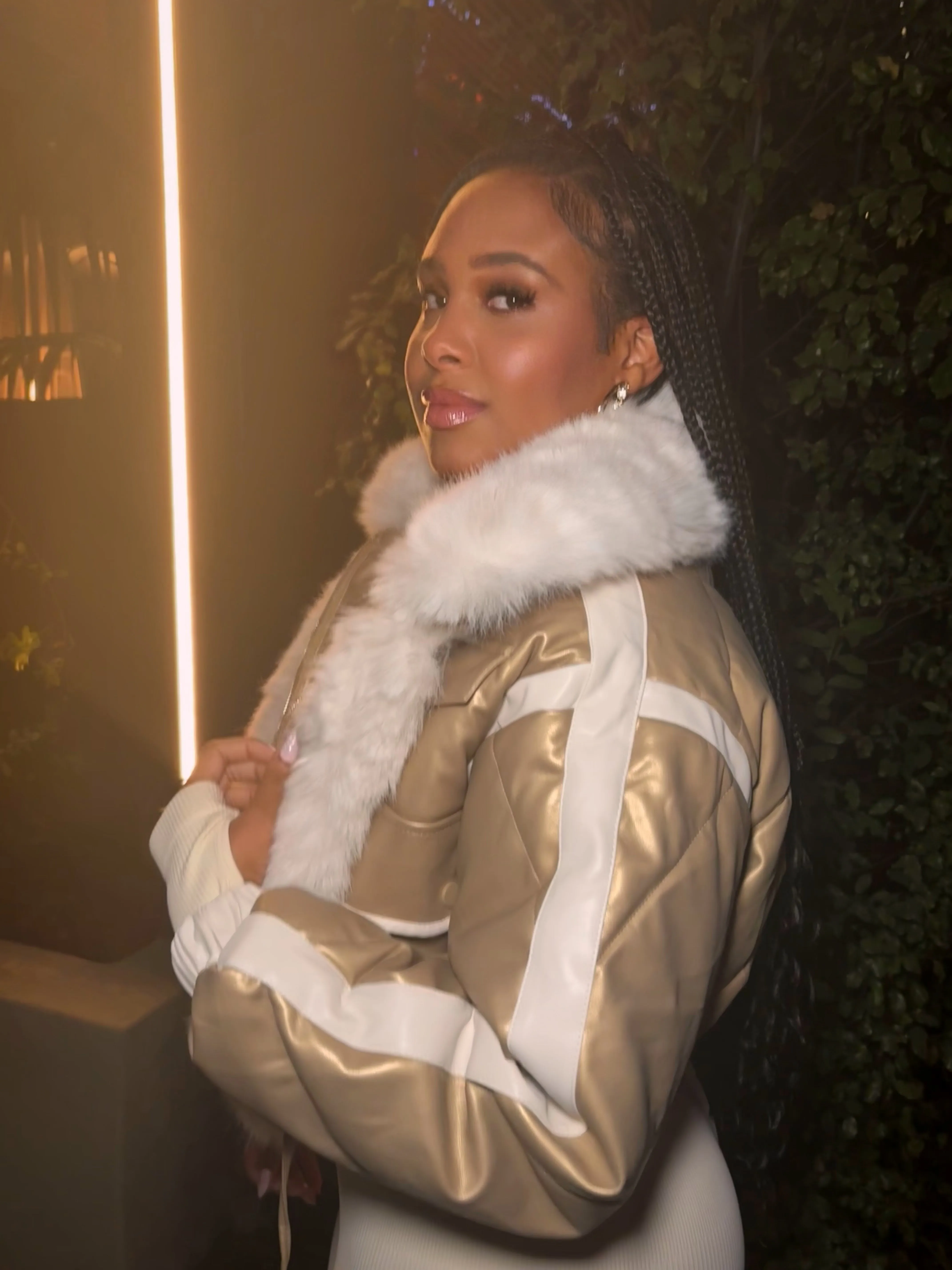 Frosted Luxe Gold Fur Jacket