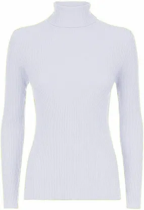 Girls White Ribbed Polo Neck Knitted Longsleeve Jumper