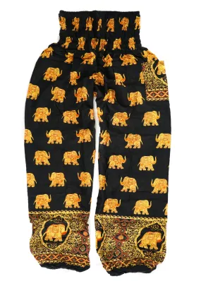 Gold Black Elephant Harem Pants