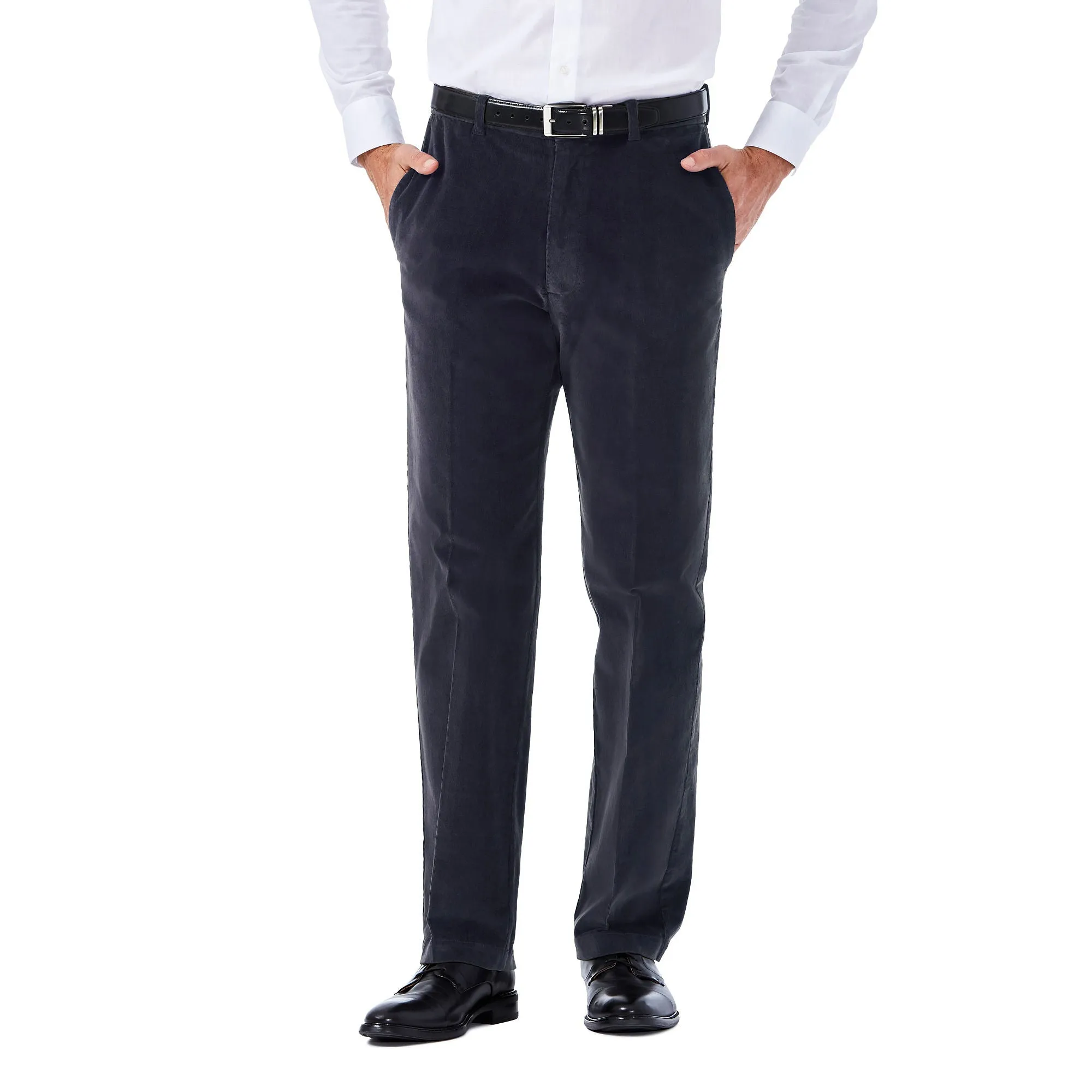 Haggar Mens Classic fit Casual Corduroy Pants 38 / 29 Black Stretch