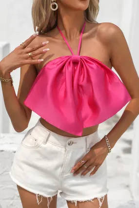 Halter Neck Tie Back Cropped Top