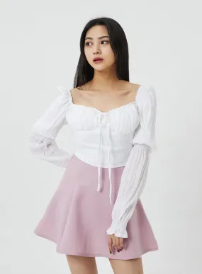 Heart Neck Cropped Blouse BF323