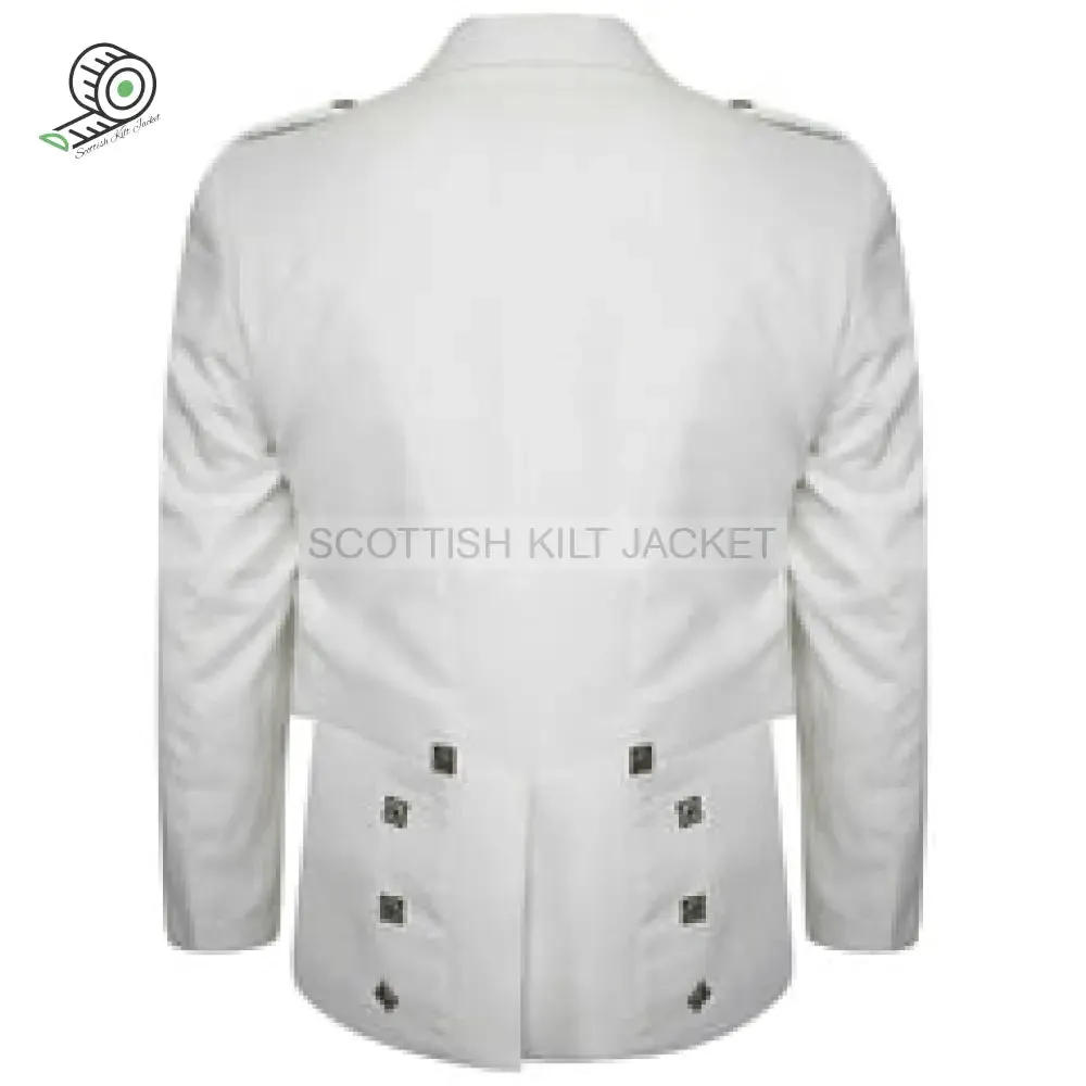 Highland Prince Charlie Kilt Jacket & Waistcoat with White Pipe Band