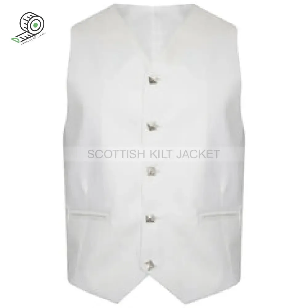Highland Prince Charlie Kilt Jacket & Waistcoat with White Pipe Band