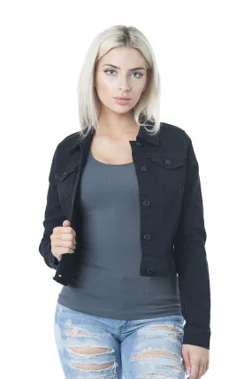 Hollywood Star Fashion Womens Basic Button Down Denim Jean Jacket