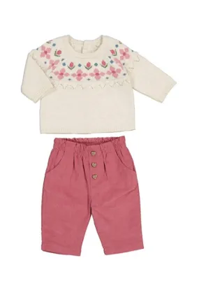 infant girl faire isle sweater   cord pant set