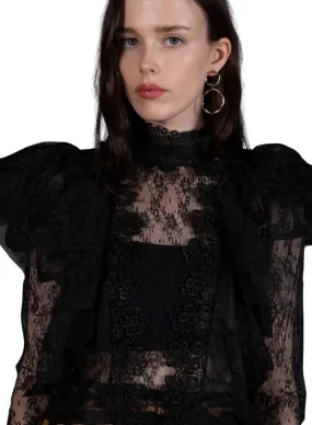 Juliet Lace Black Top Long Sleeved