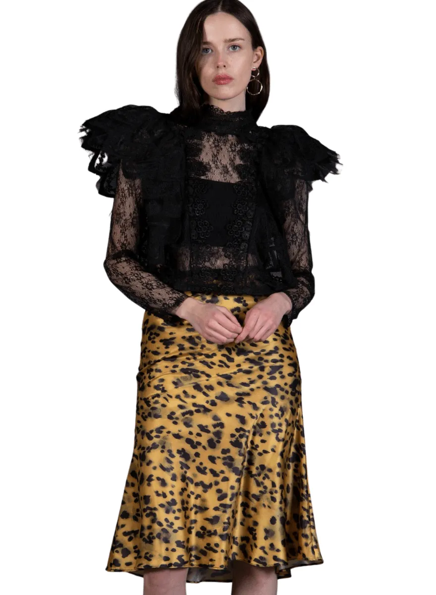 Juliet Lace Black Top Long Sleeved