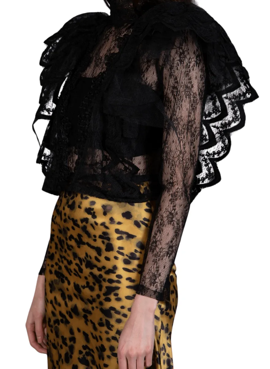 Juliet Lace Black Top Long Sleeved