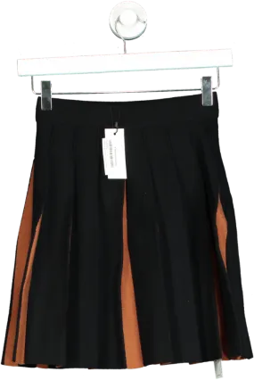 Karen Millen Black Pleated Wool Look Contrast Knit Mini Skirt XS