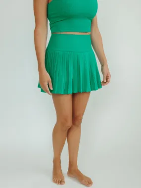 Kelly Green "Maddie" Full Pleat Active Skirt with Pockets in Shorts Liner