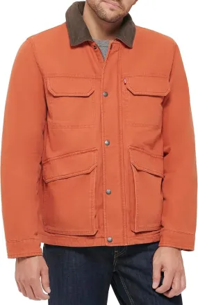 Levi's Men's Cotton Workwear Four Pocket Field Jacket Coat Orange Small