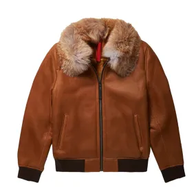 Men's B3 Brown Faux Shearling Flying Aviator Bomber Jacket