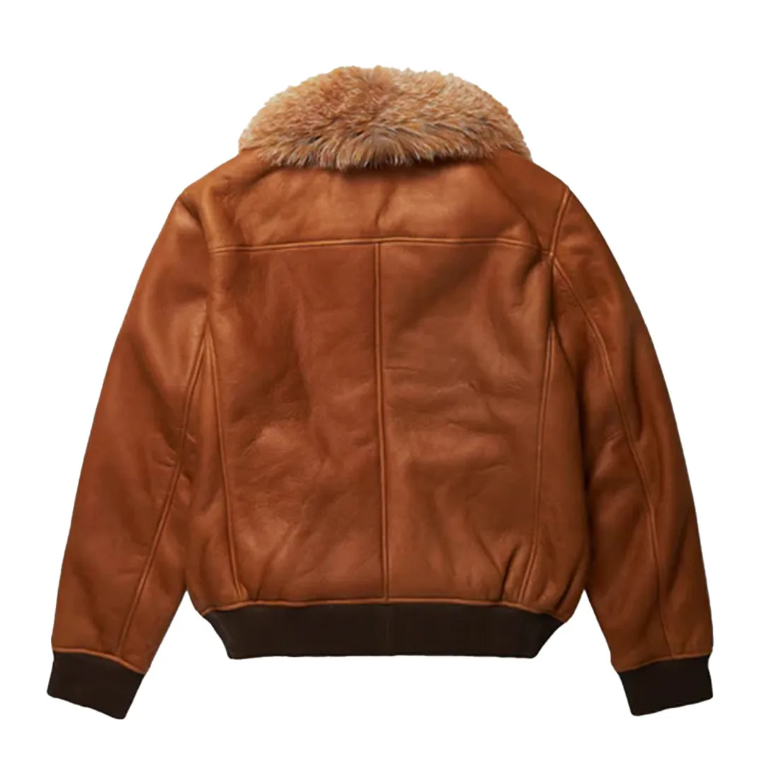 Men's B3 Brown Faux Shearling Flying Aviator Bomber Jacket