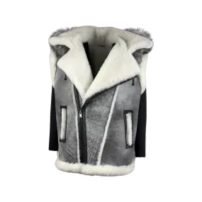 Men's Distressed White shearling Vest Style # 8001