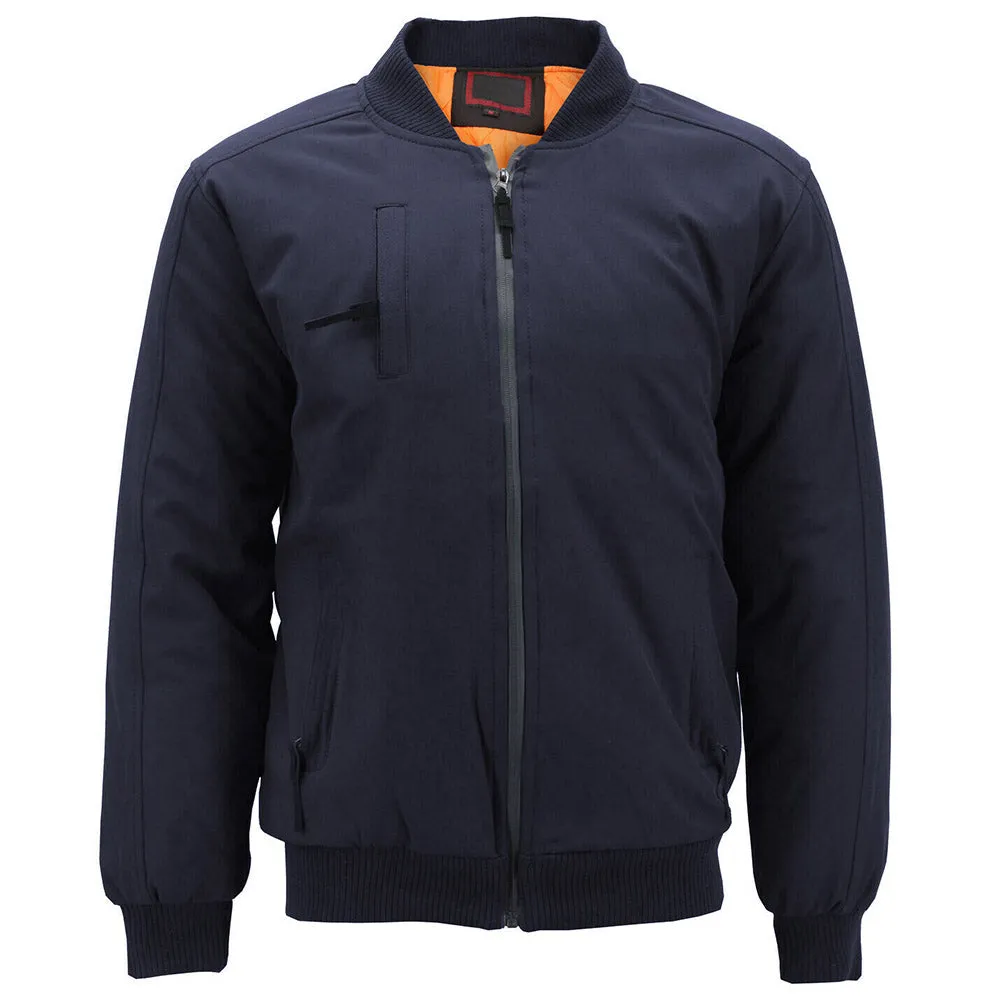 Mens Industrial Bomber Jacket Multi Pocket Quilted Water Resistant Coat