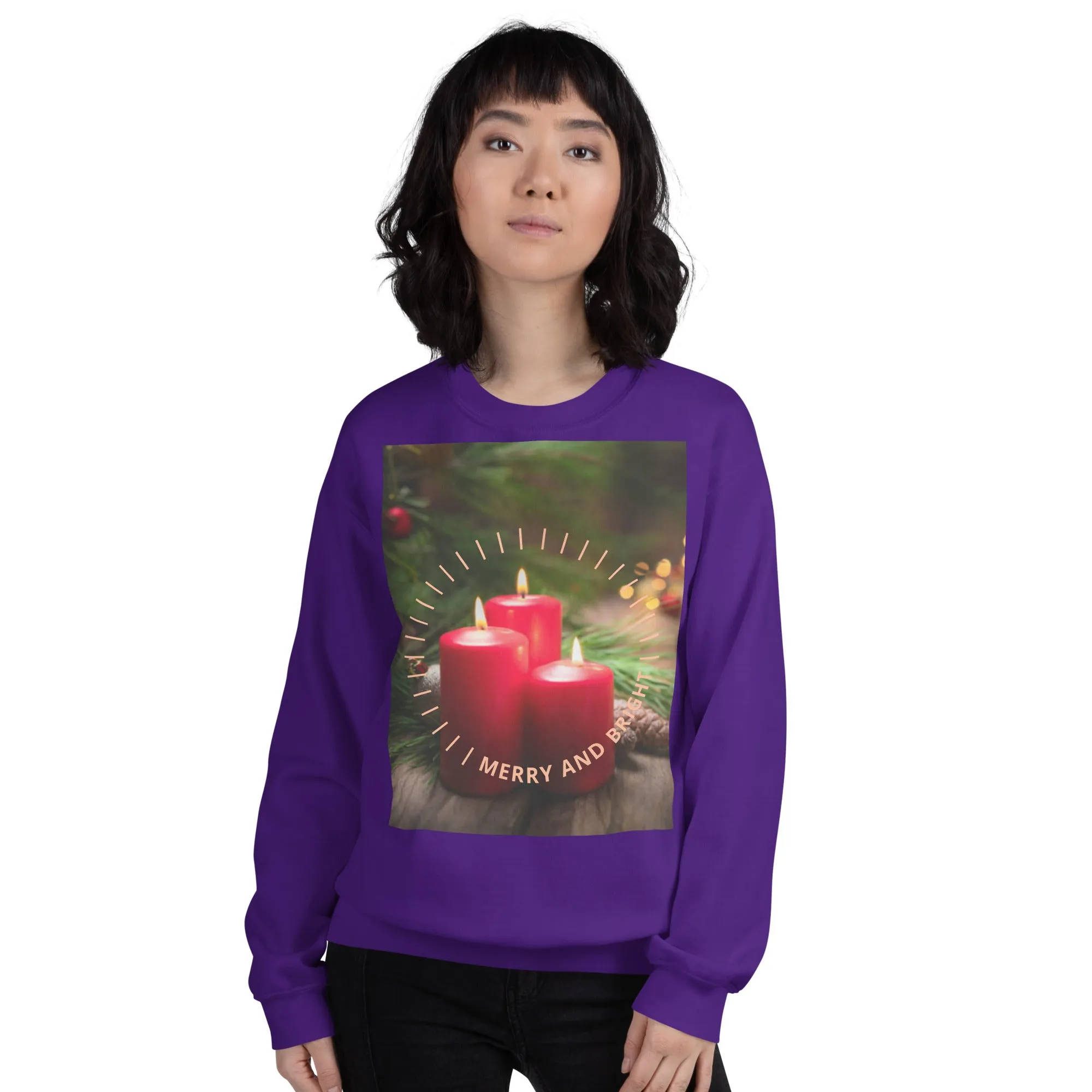 Merry And Bright Christmas Sweatshirt (Glamourange Christmas Sweatshirt Womens)