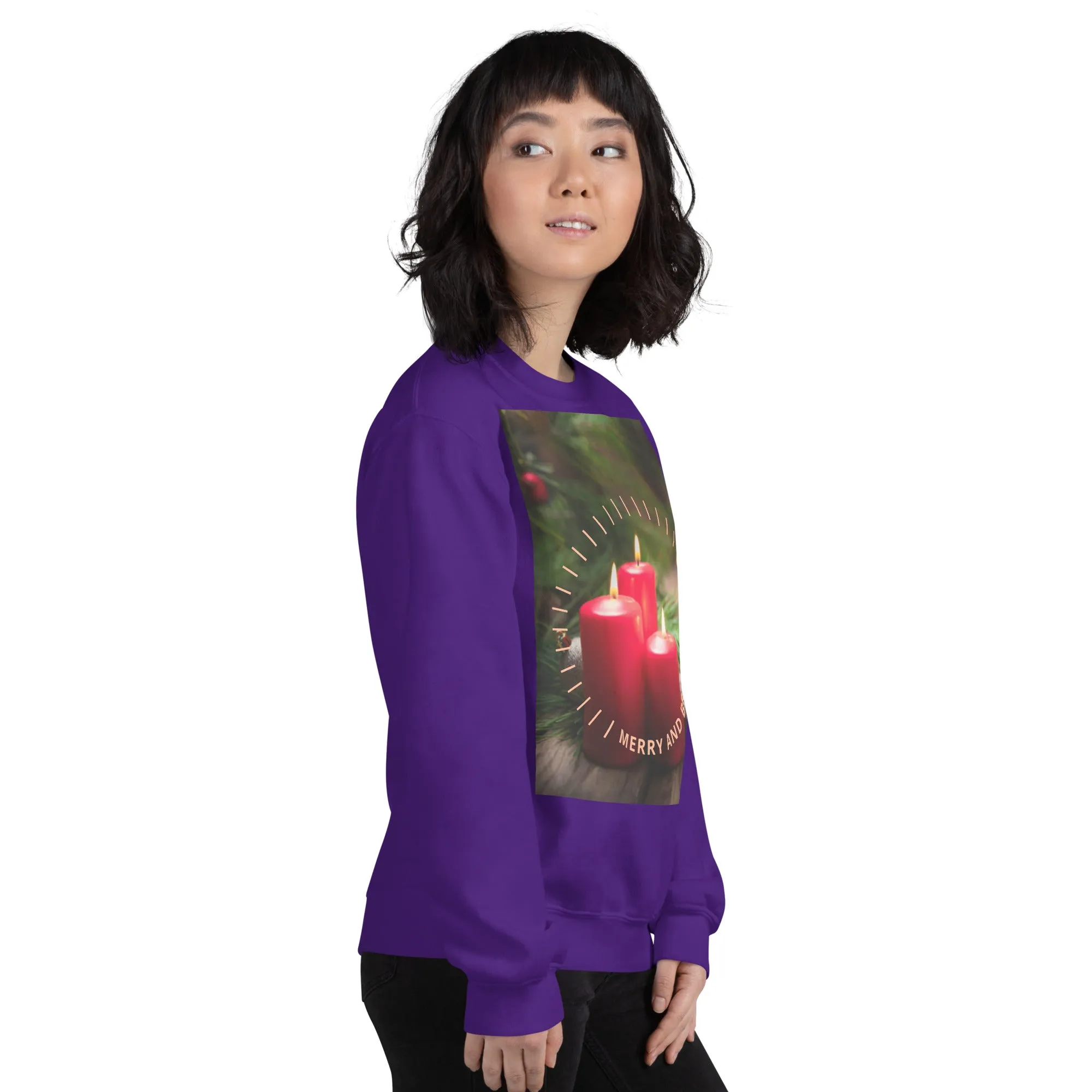 Merry And Bright Christmas Sweatshirt (Glamourange Christmas Sweatshirt Womens)