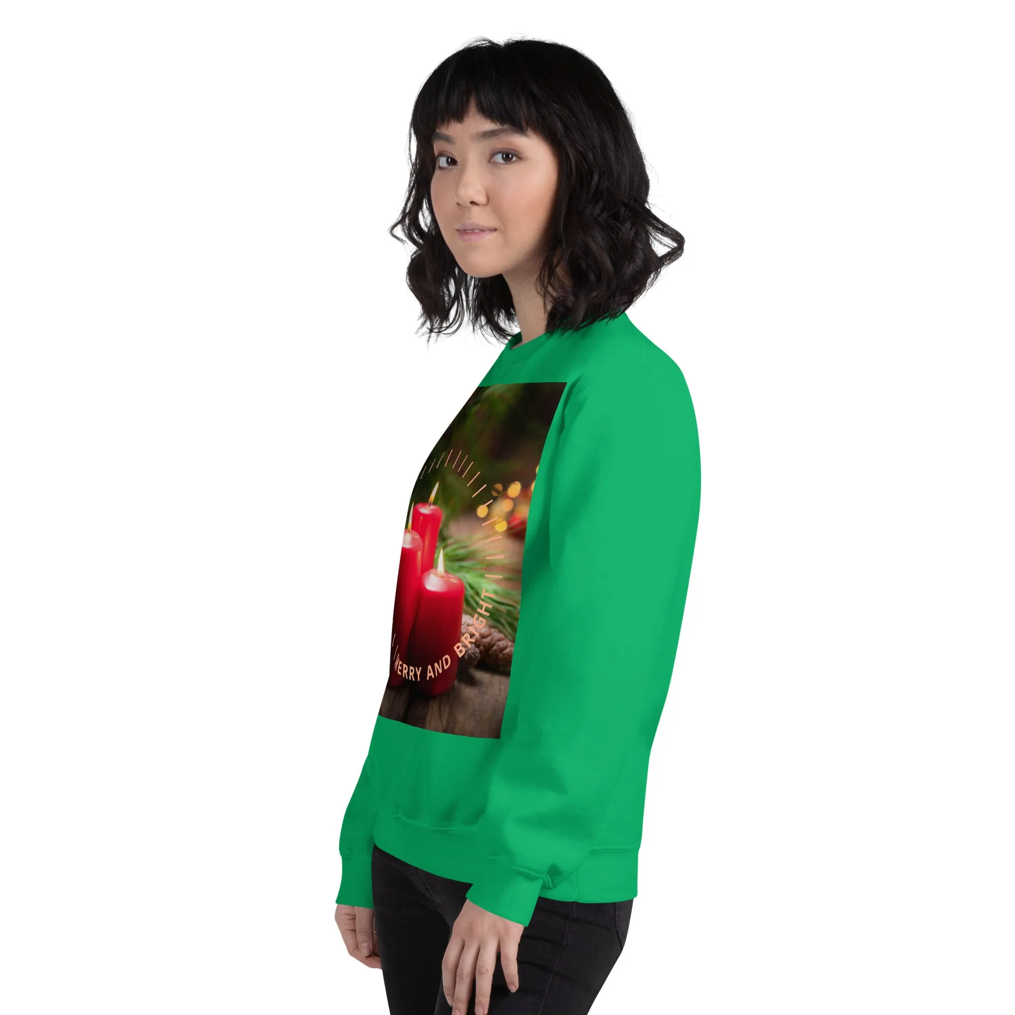 Merry And Bright Christmas Sweatshirt (Glamourange Christmas Sweatshirt Womens)