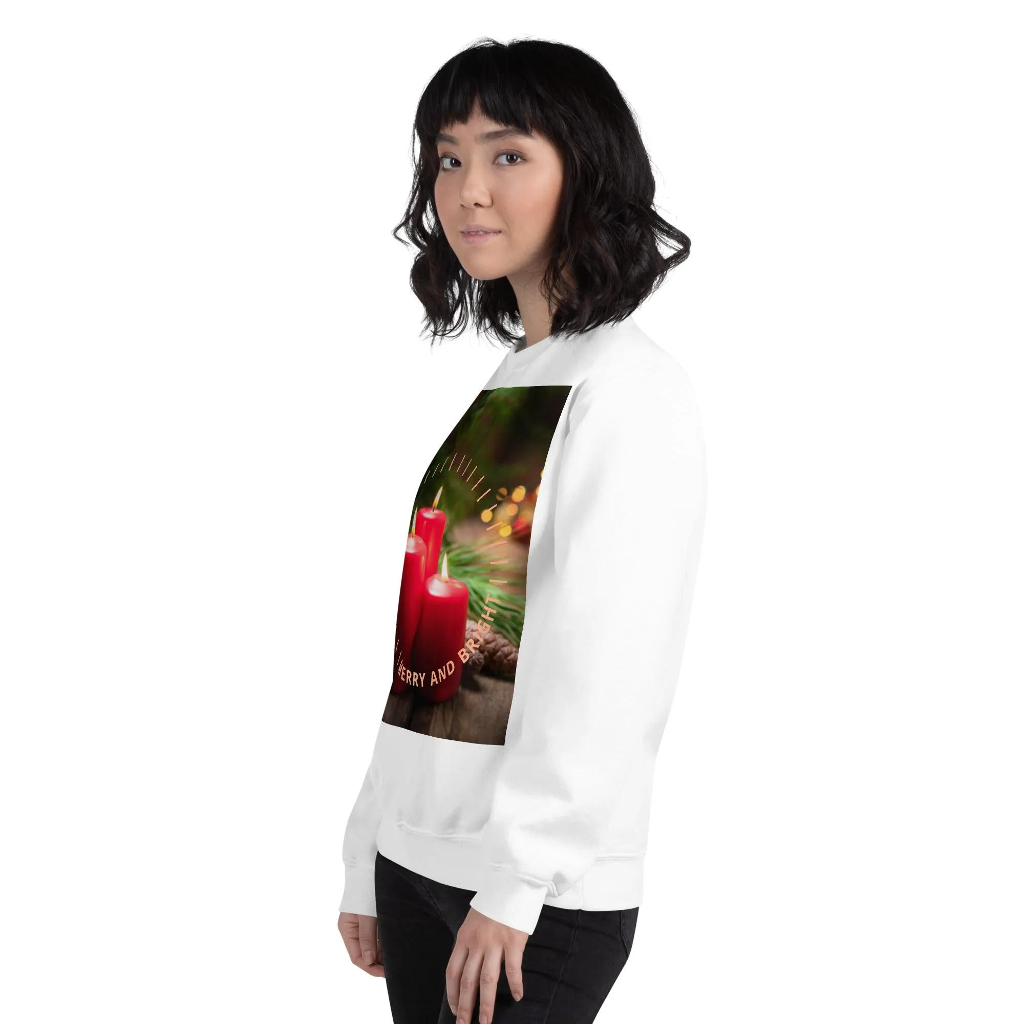 Merry And Bright Christmas Sweatshirt (Glamourange Christmas Sweatshirt Womens)