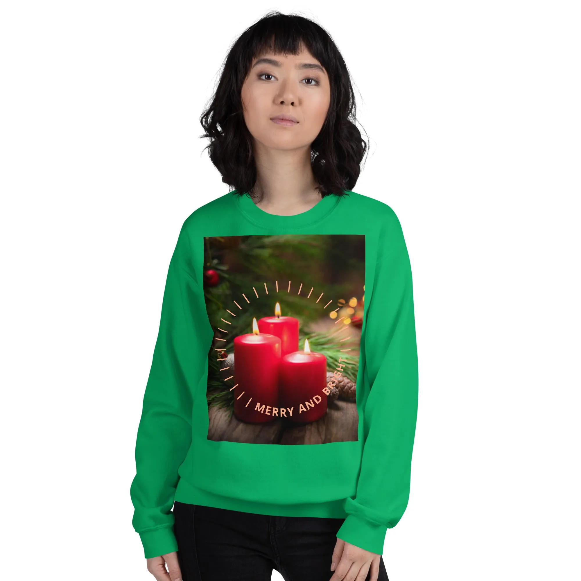 Merry And Bright Christmas Sweatshirt (Glamourange Christmas Sweatshirt Womens)