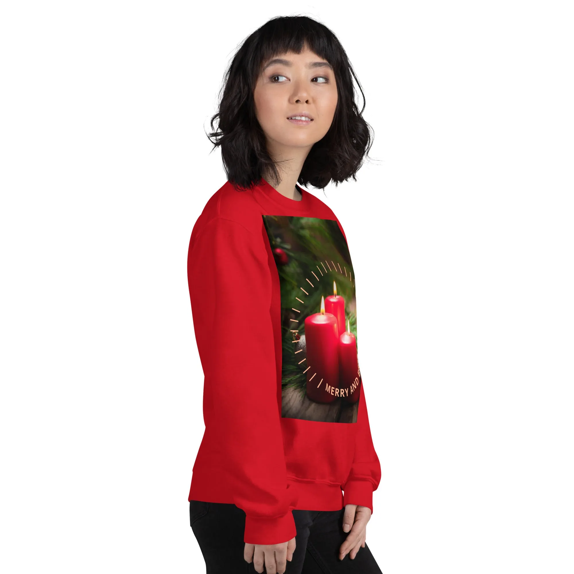 Merry And Bright Christmas Sweatshirt (Glamourange Christmas Sweatshirt Womens)