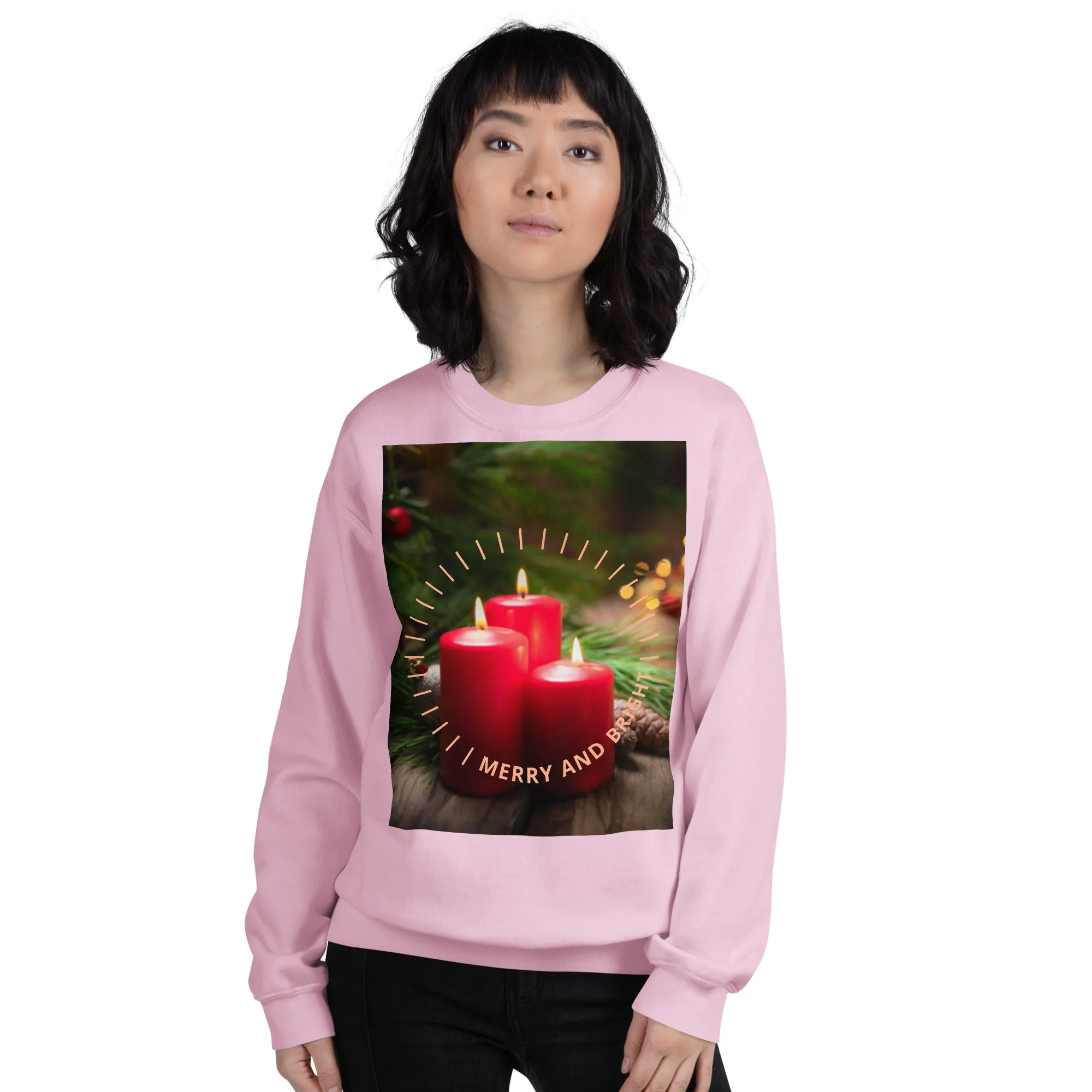 Merry And Bright Christmas Sweatshirt (Glamourange Christmas Sweatshirt Womens)