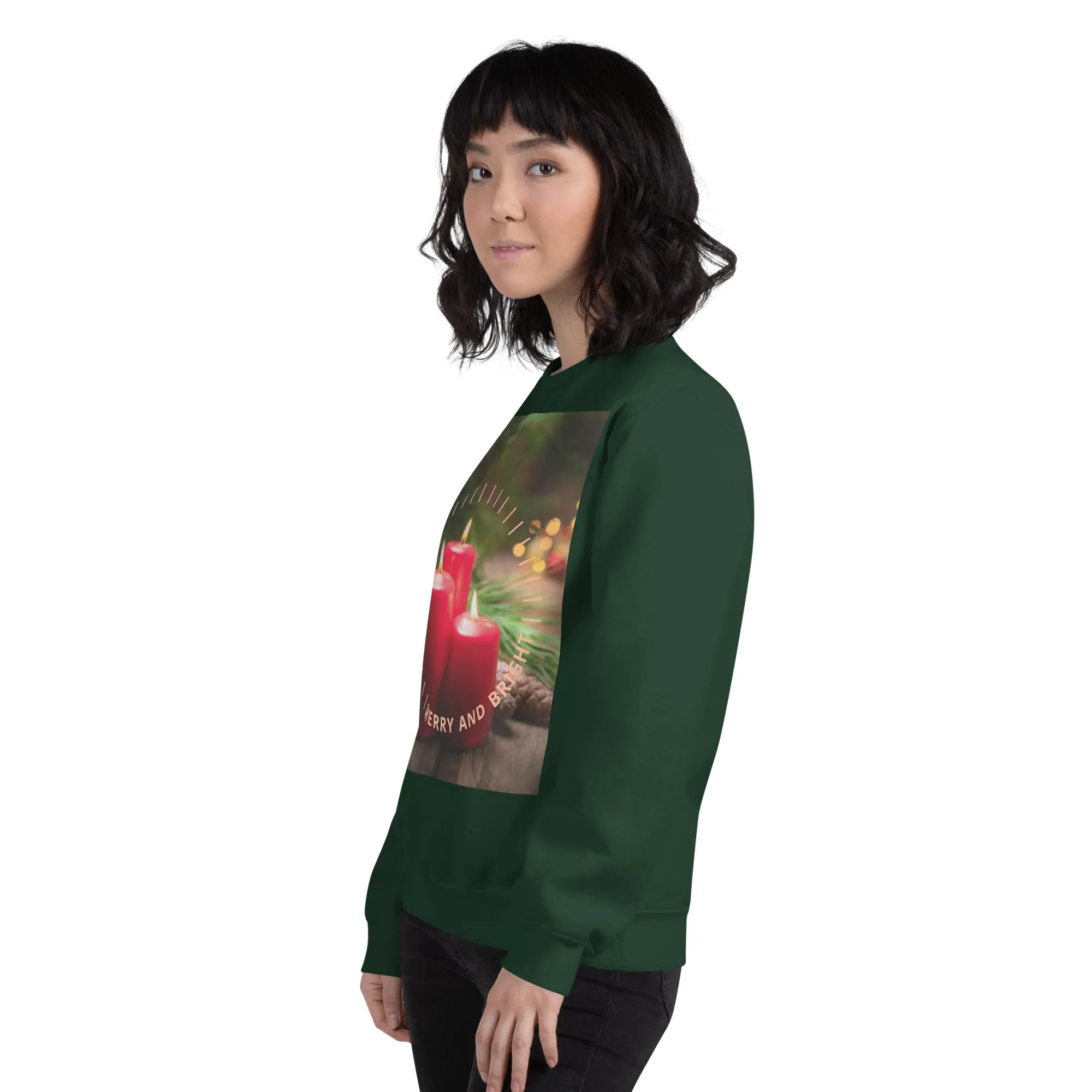 Merry And Bright Christmas Sweatshirt (Glamourange Christmas Sweatshirt Womens)