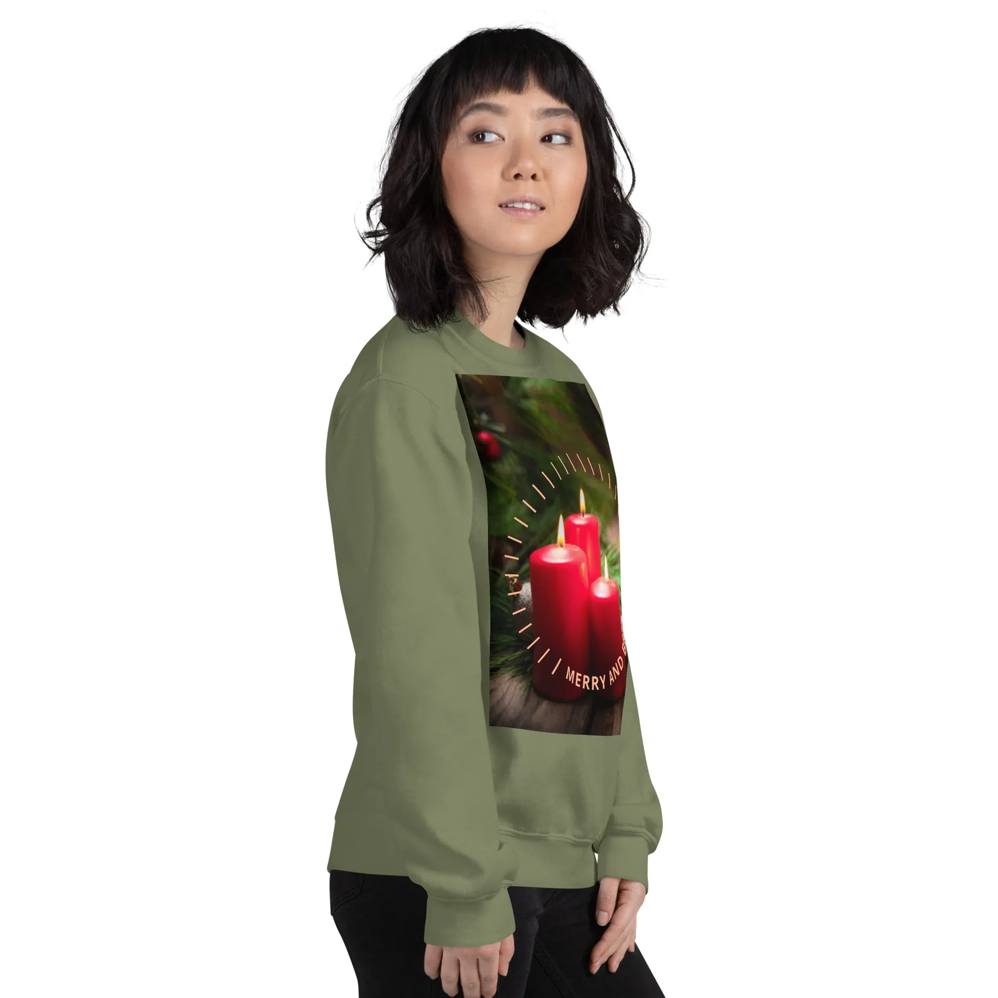 Merry And Bright Christmas Sweatshirt (Glamourange Christmas Sweatshirt Womens)
