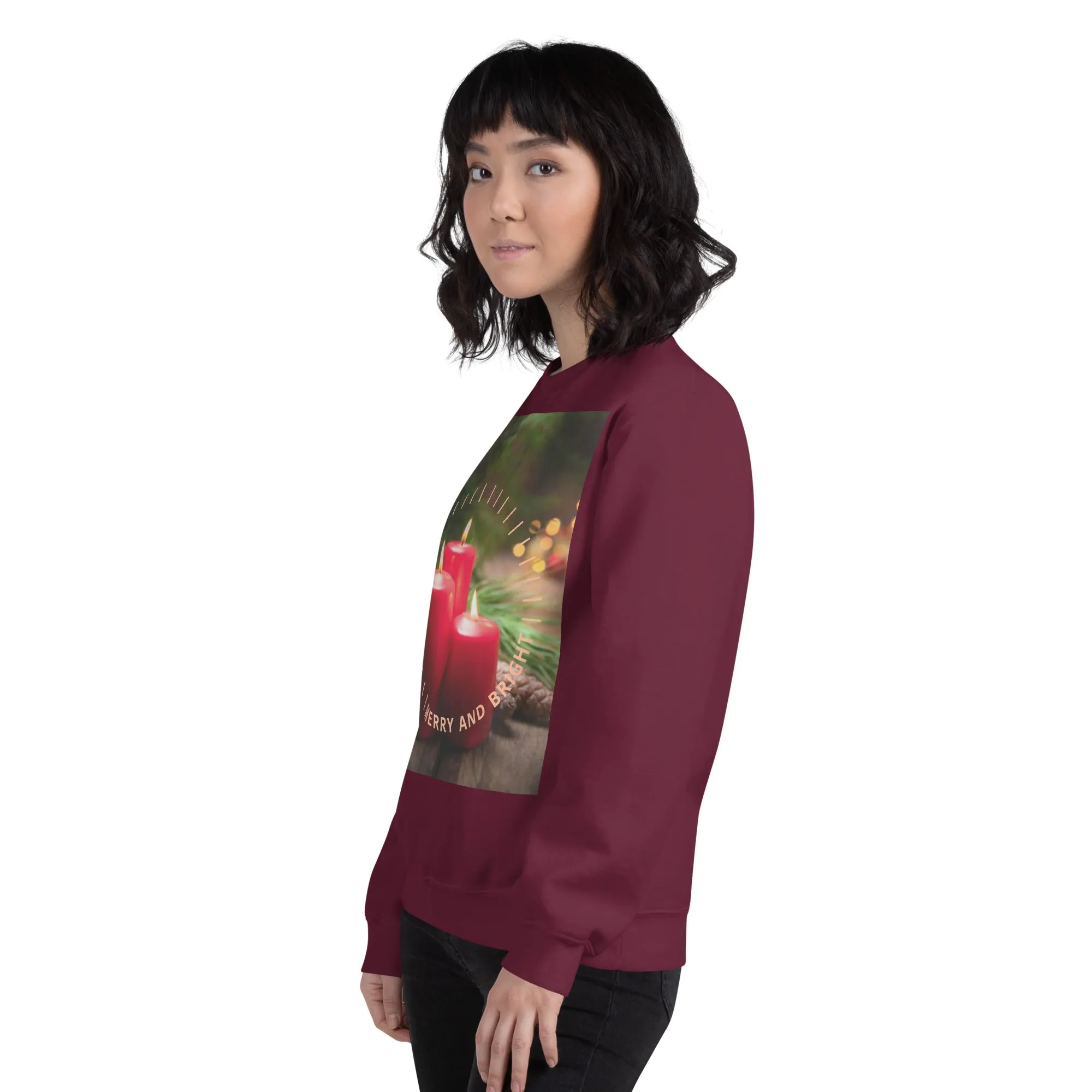 Merry And Bright Christmas Sweatshirt (Glamourange Christmas Sweatshirt Womens)