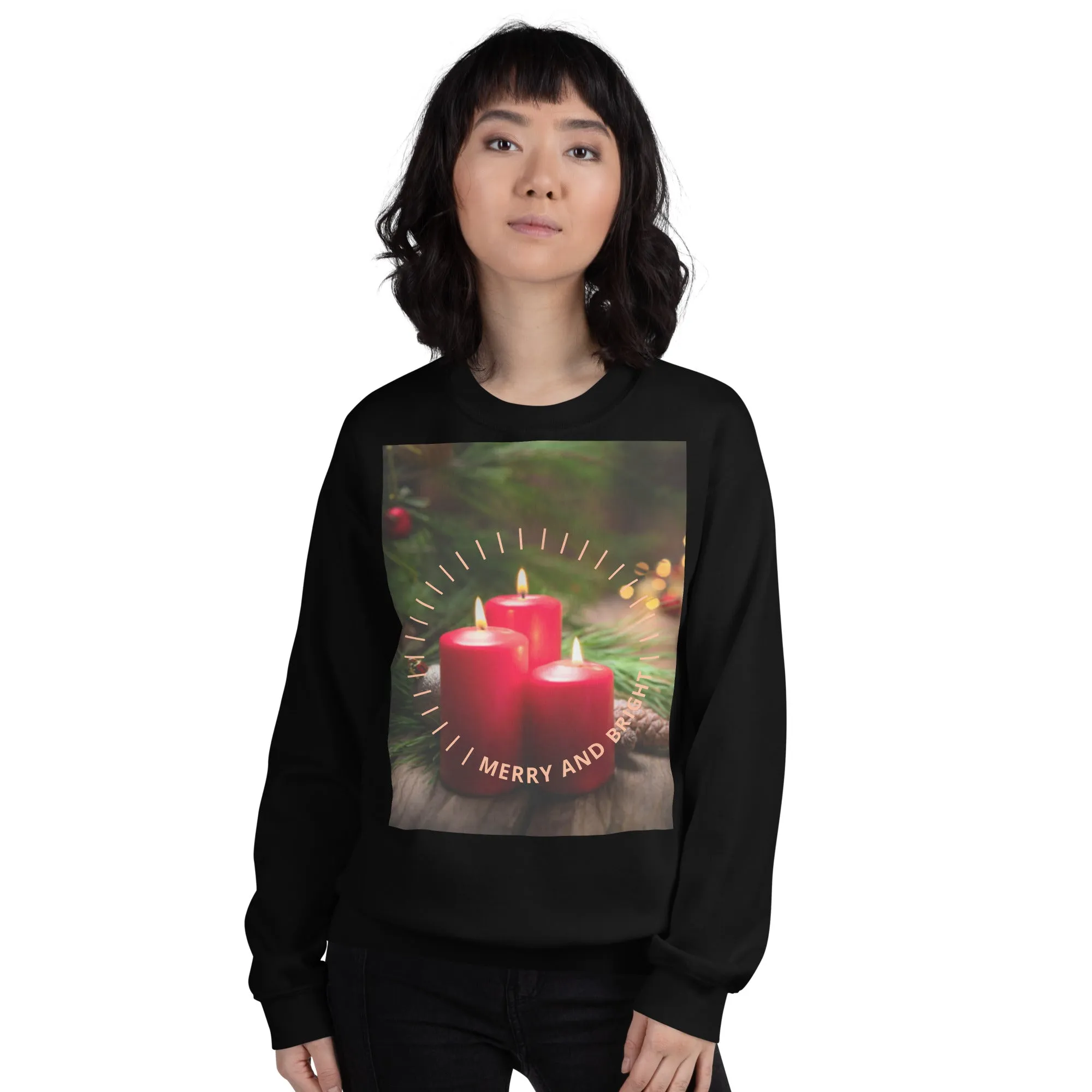 Merry And Bright Christmas Sweatshirt (Glamourange Christmas Sweatshirt Womens)