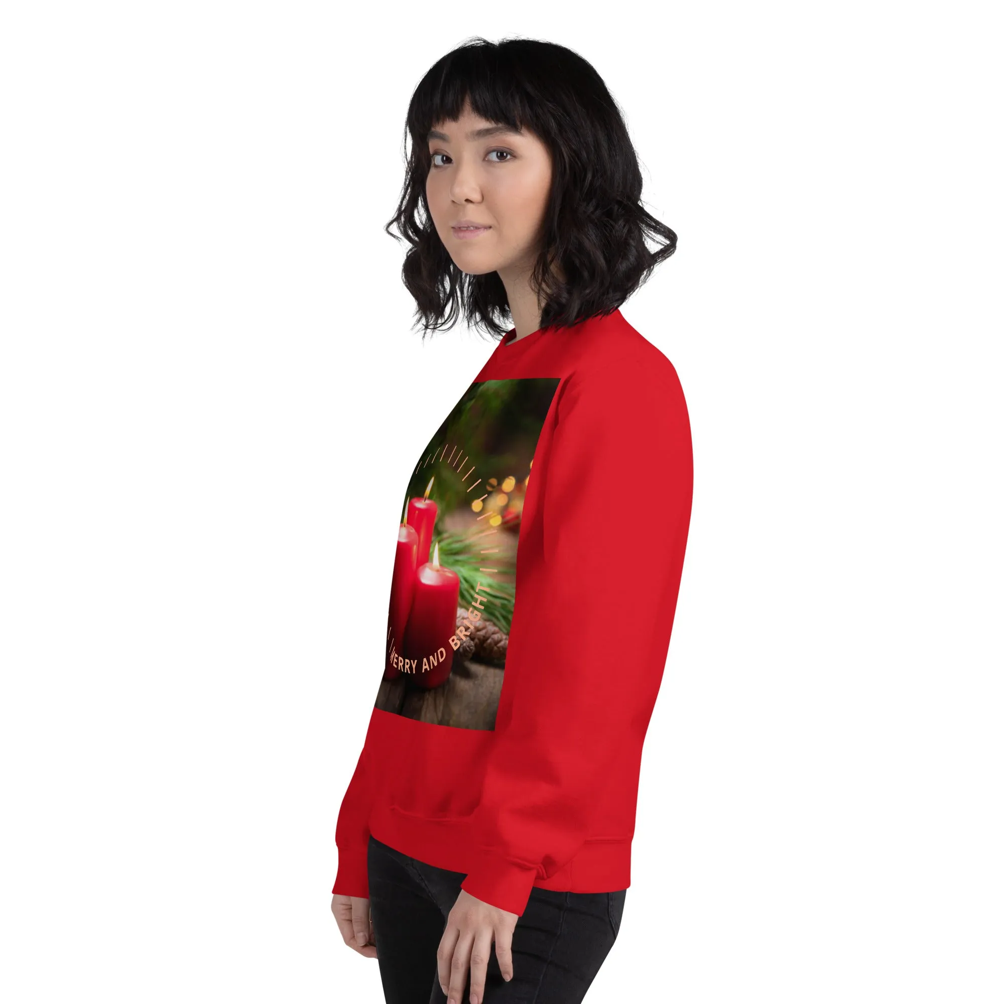 Merry And Bright Christmas Sweatshirt (Glamourange Christmas Sweatshirt Womens)