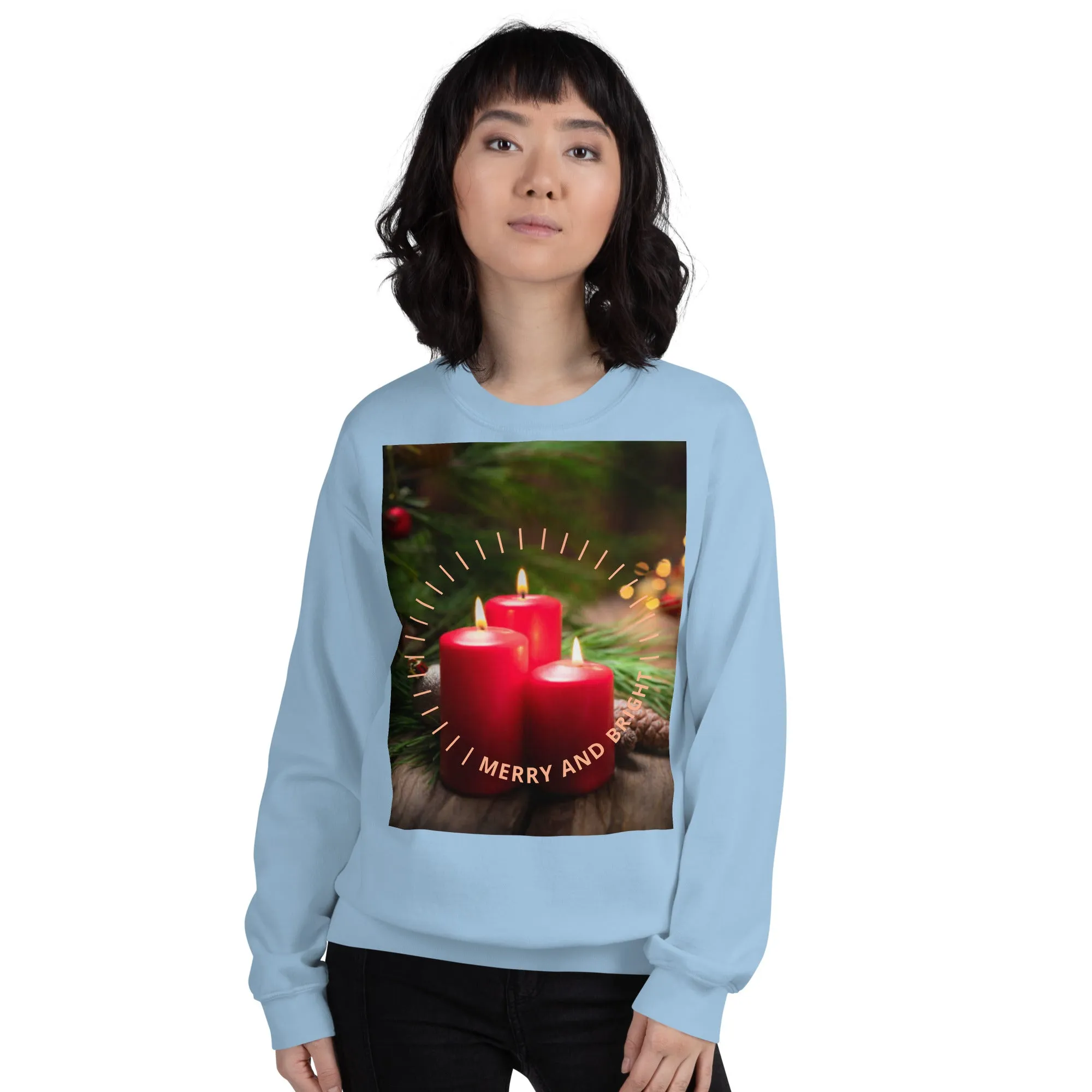 Merry And Bright Christmas Sweatshirt (Glamourange Christmas Sweatshirt Womens)
