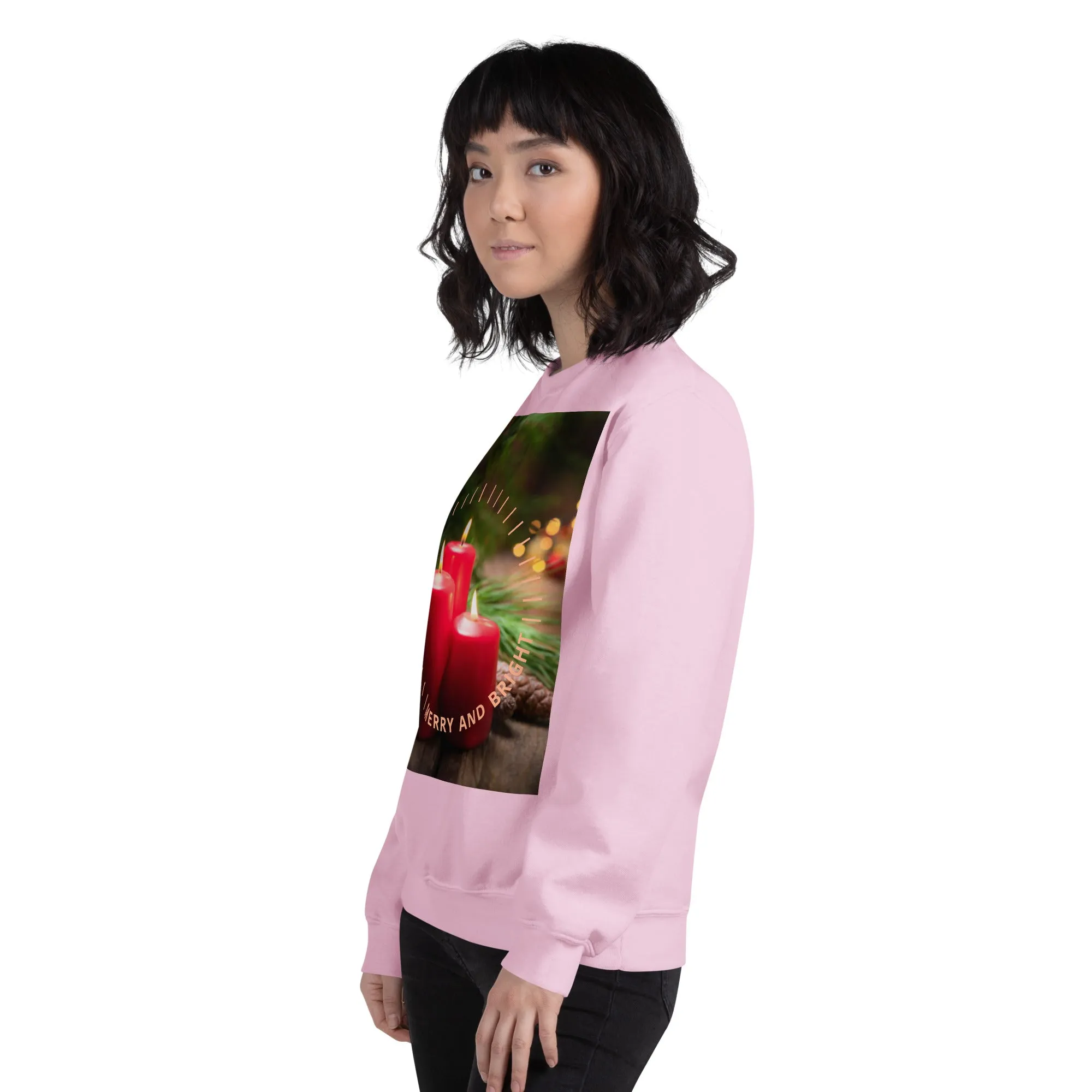 Merry And Bright Christmas Sweatshirt (Glamourange Christmas Sweatshirt Womens)