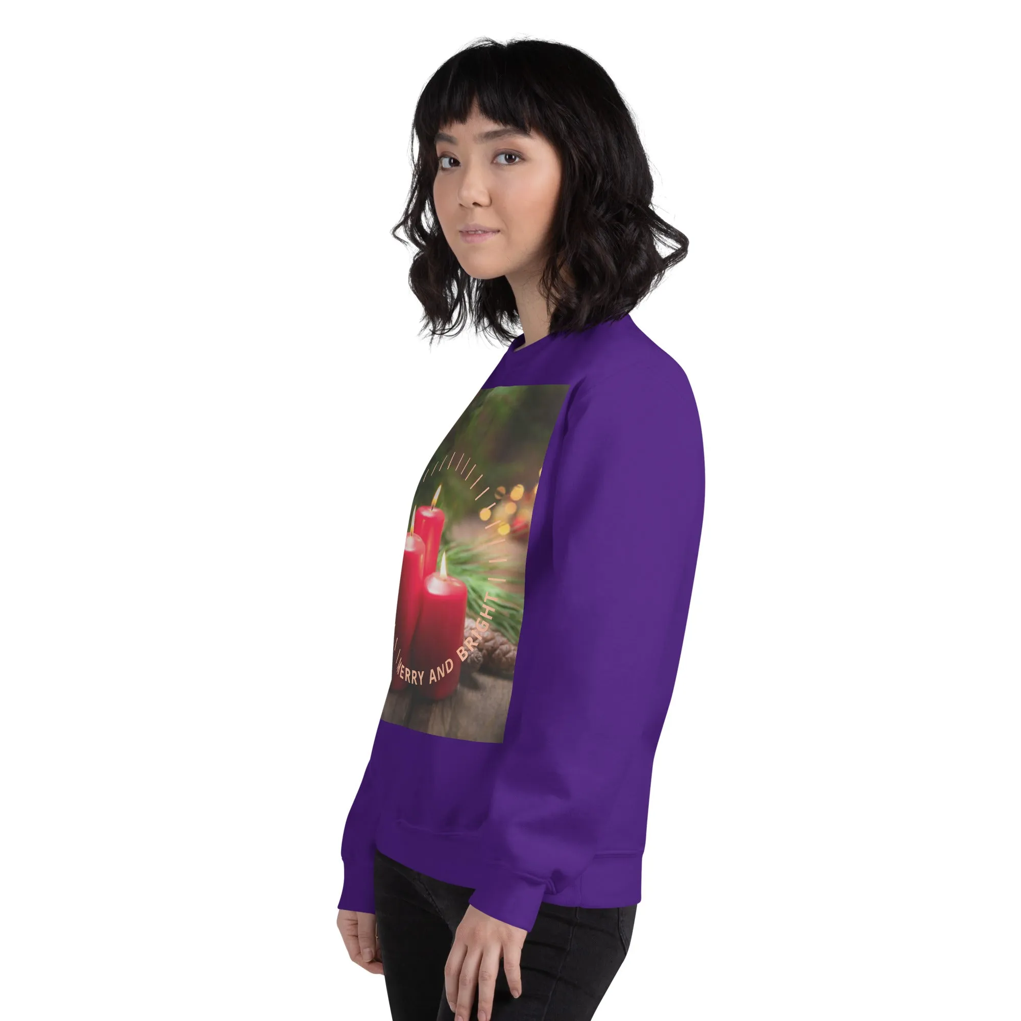 Merry And Bright Christmas Sweatshirt (Glamourange Christmas Sweatshirt Womens)