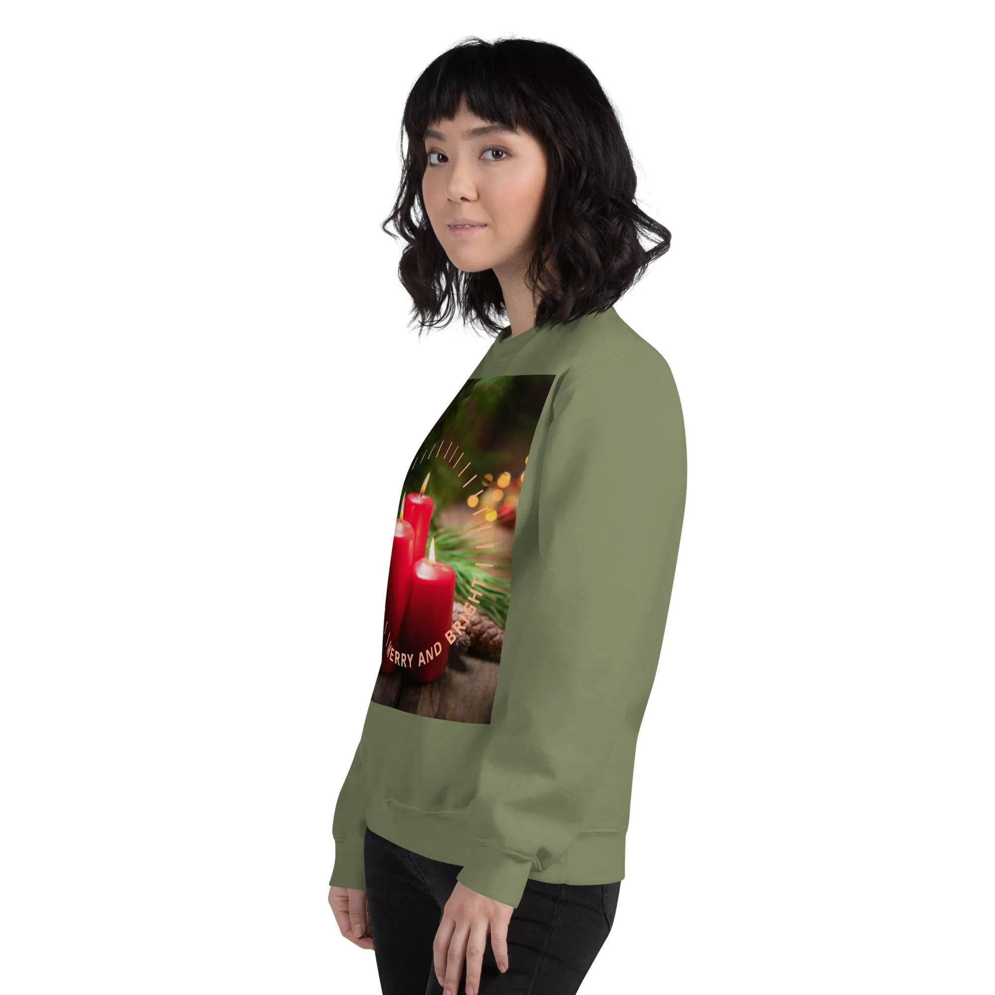 Merry And Bright Christmas Sweatshirt (Glamourange Christmas Sweatshirt Womens)