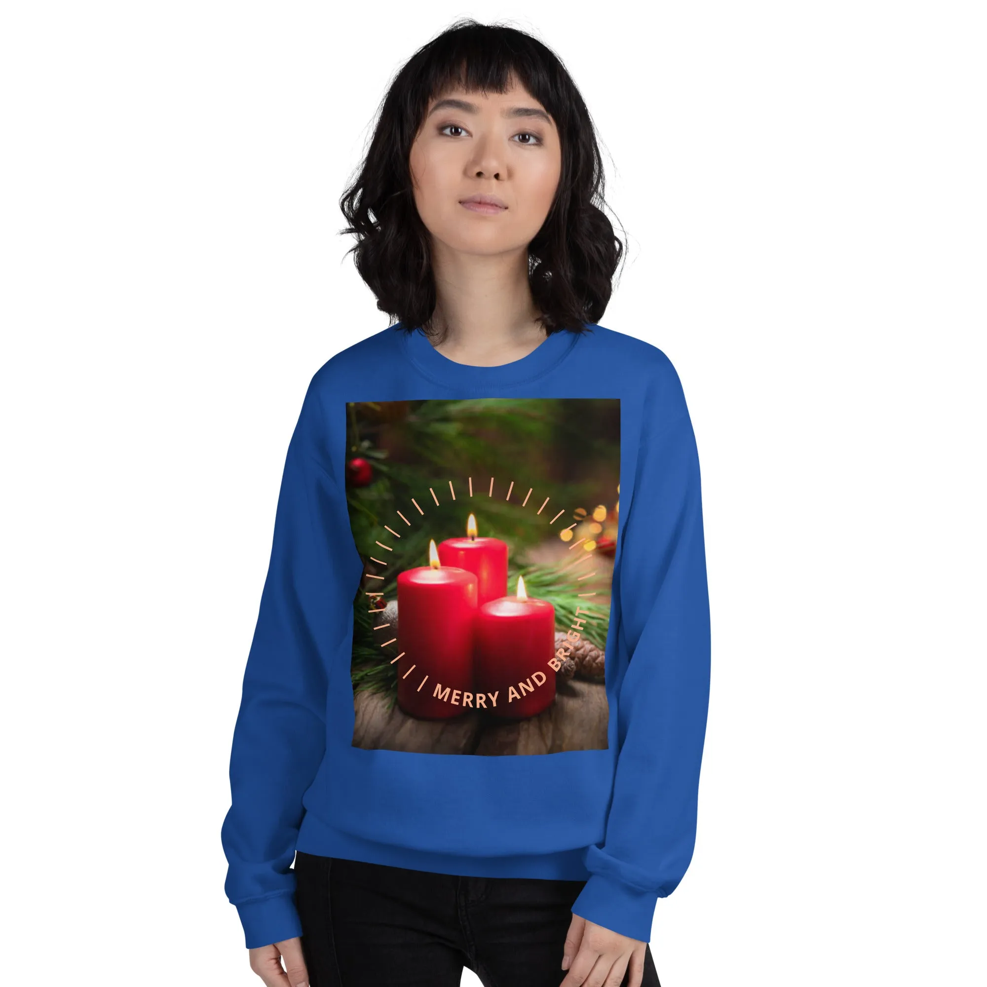 Merry And Bright Christmas Sweatshirt (Glamourange Christmas Sweatshirt Womens)