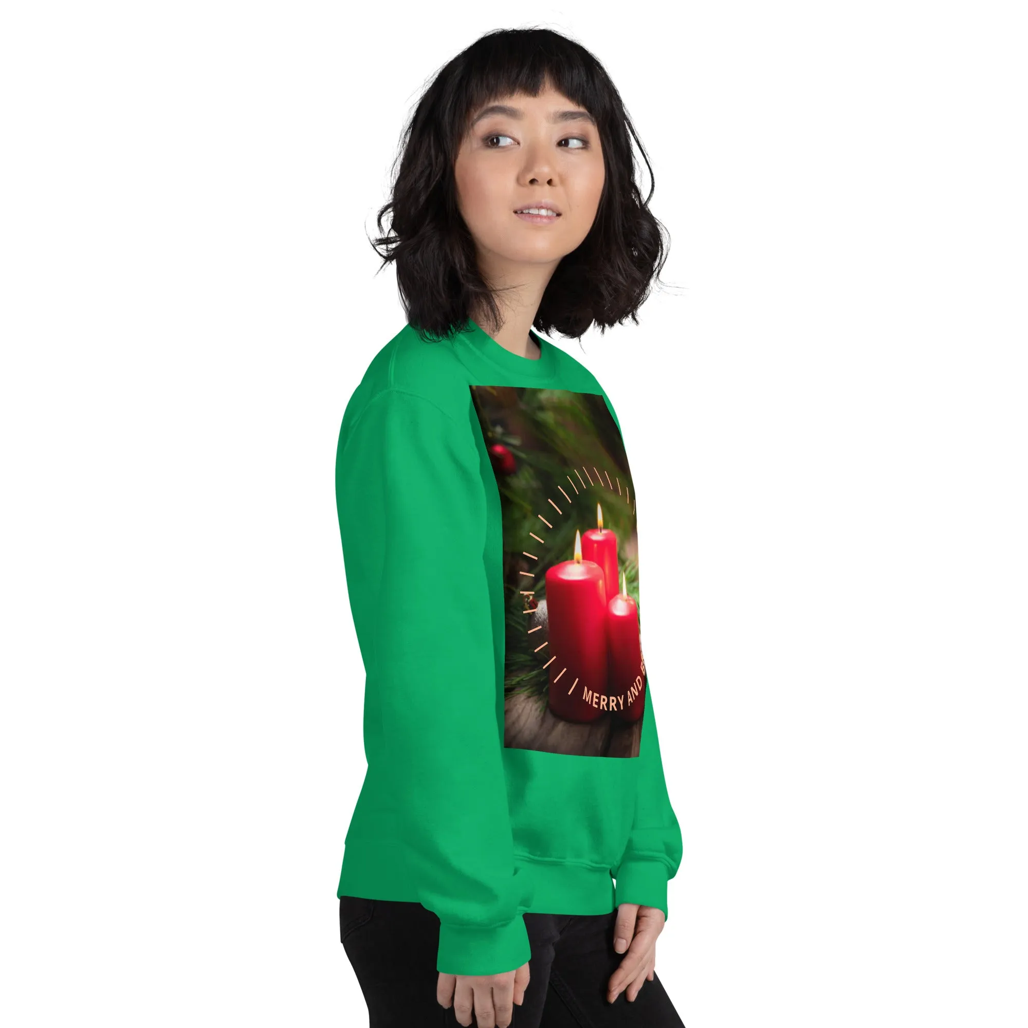 Merry And Bright Christmas Sweatshirt (Glamourange Christmas Sweatshirt Womens)
