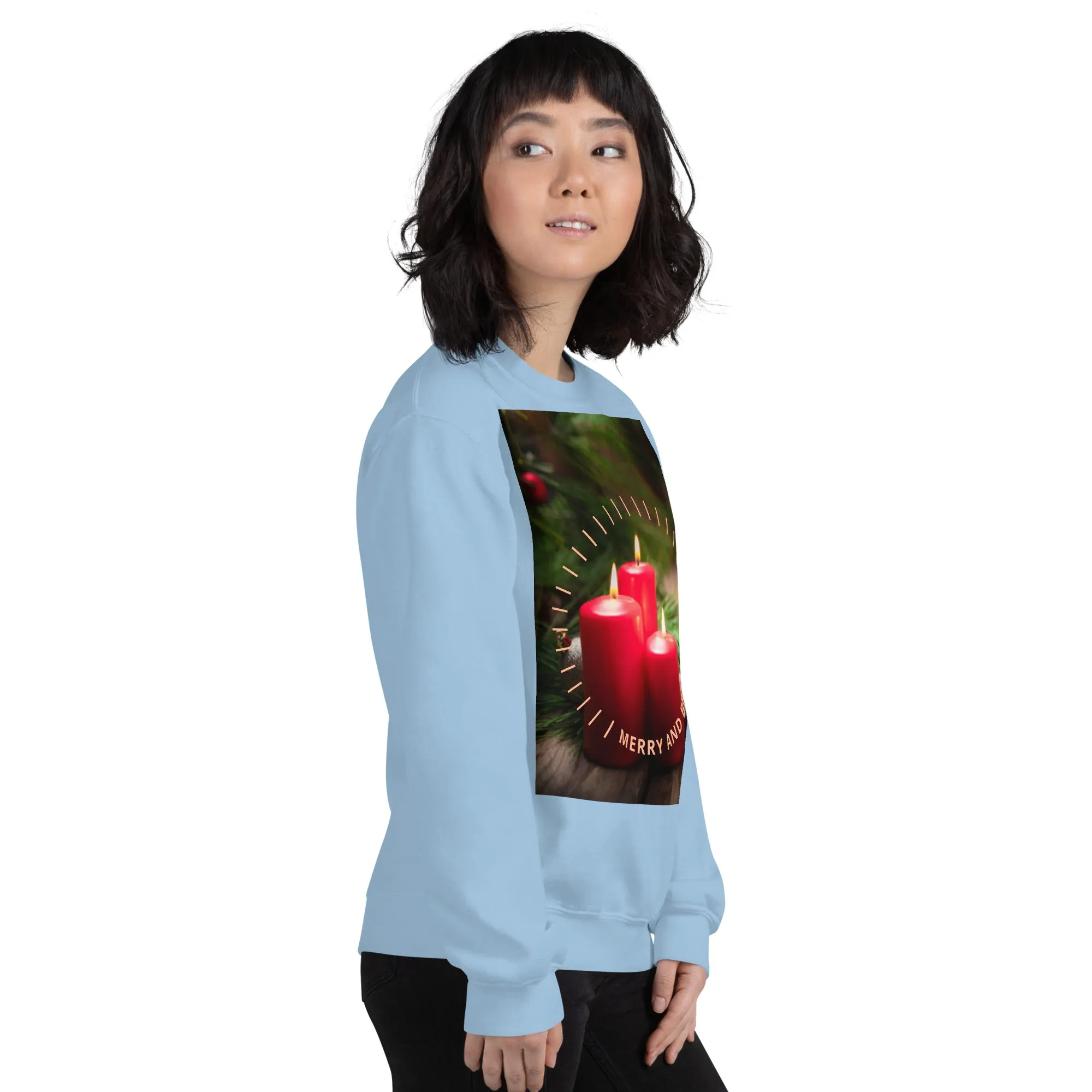 Merry And Bright Christmas Sweatshirt (Glamourange Christmas Sweatshirt Womens)