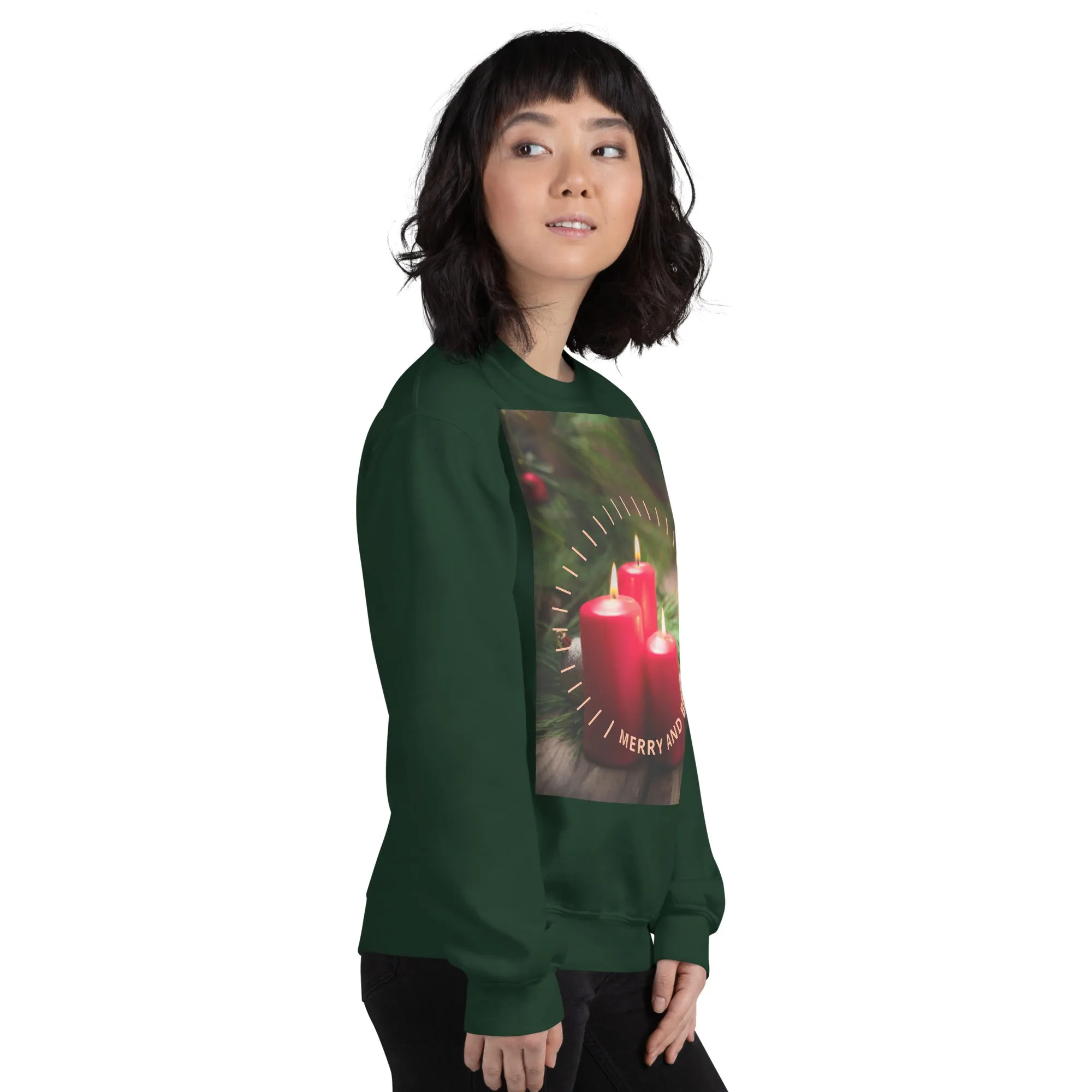 Merry And Bright Christmas Sweatshirt (Glamourange Christmas Sweatshirt Womens)