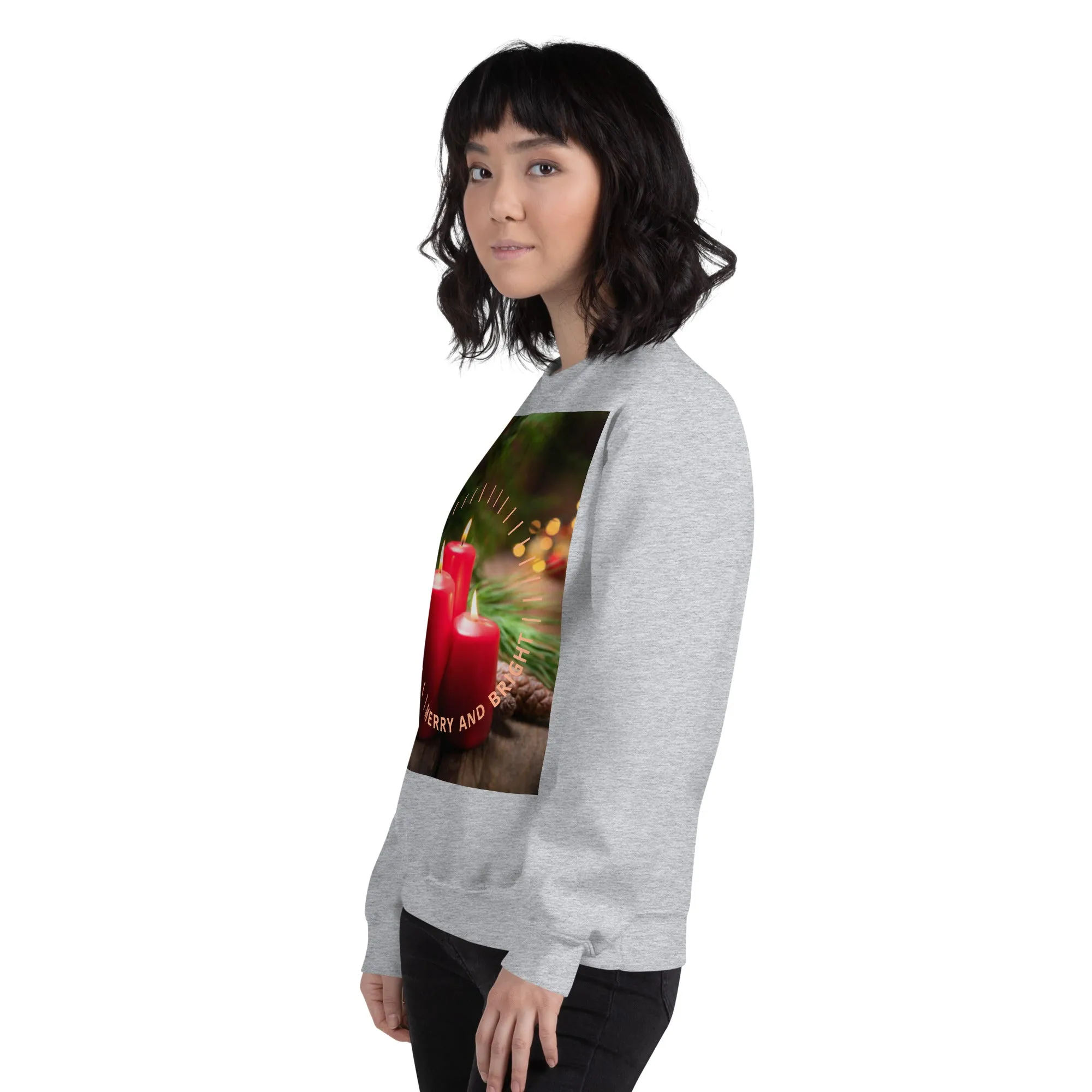 Merry And Bright Christmas Sweatshirt (Glamourange Christmas Sweatshirt Womens)