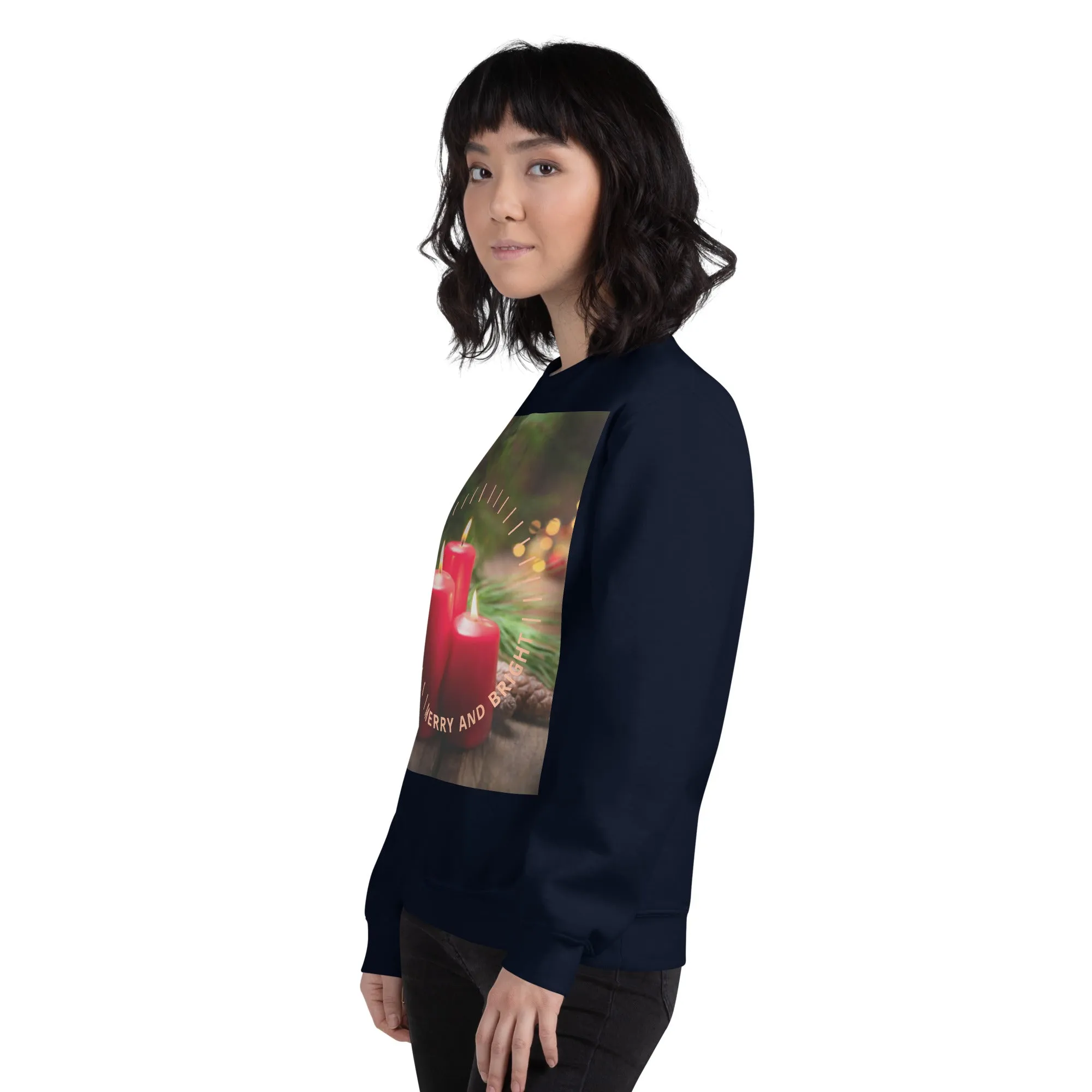 Merry And Bright Christmas Sweatshirt (Glamourange Christmas Sweatshirt Womens)