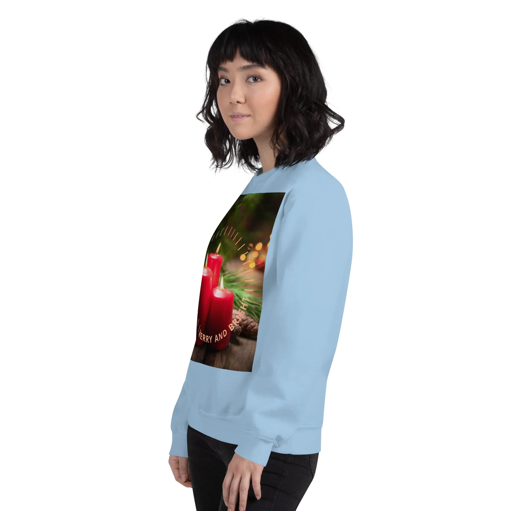 Merry And Bright Christmas Sweatshirt (Glamourange Christmas Sweatshirt Womens)