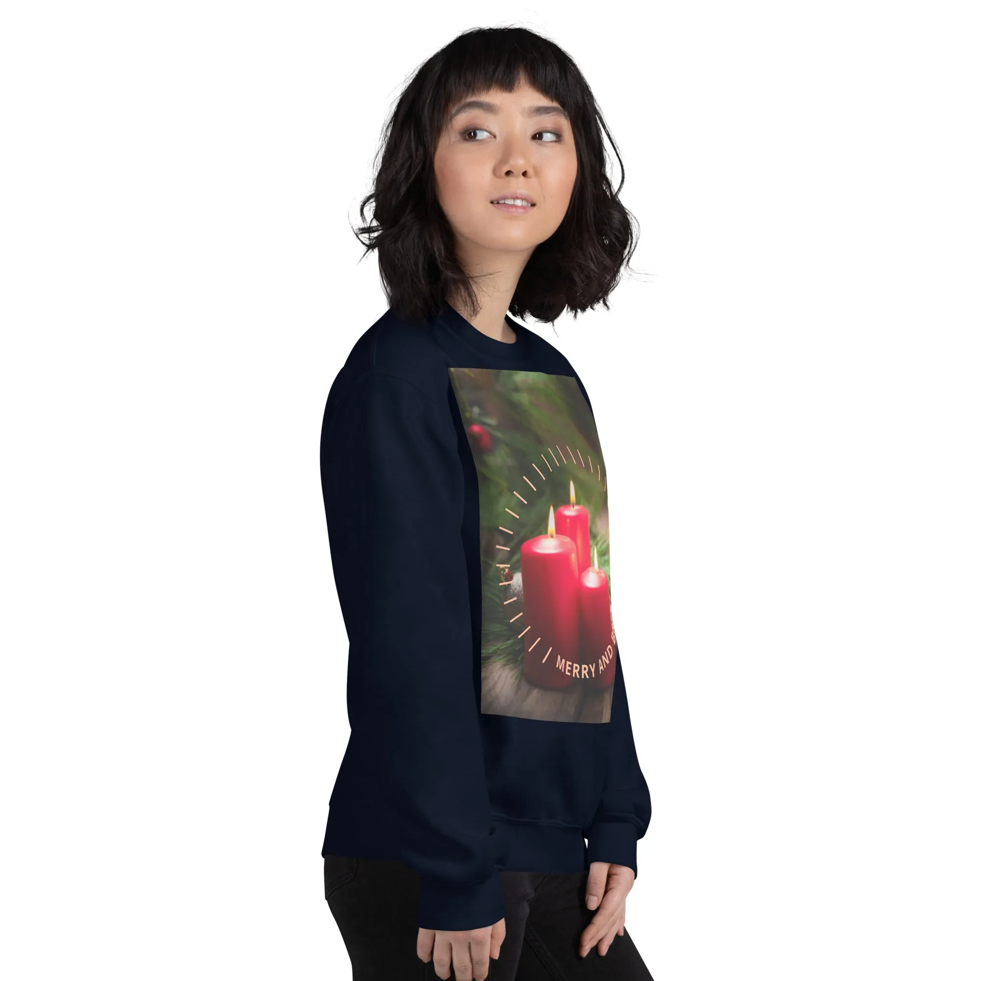 Merry And Bright Christmas Sweatshirt (Glamourange Christmas Sweatshirt Womens)