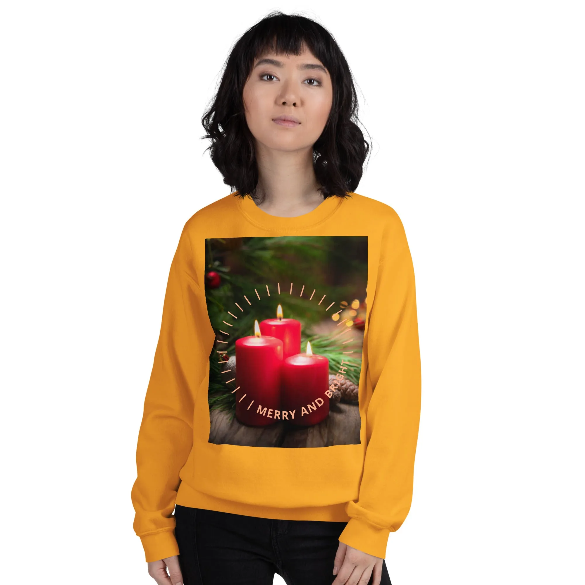 Merry And Bright Christmas Sweatshirt (Glamourange Christmas Sweatshirt Womens)