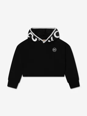 Michael Kors Girls Cropped Logo Hoodie in Black