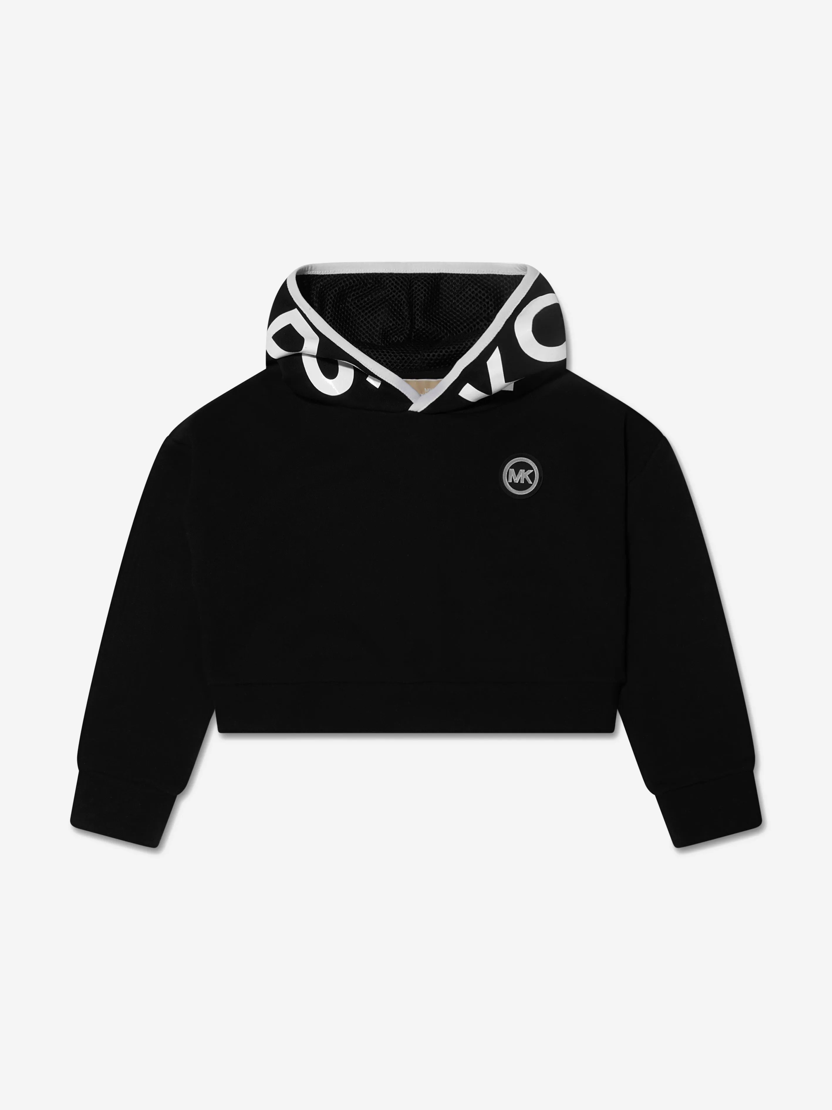 Michael Kors Girls Cropped Logo Hoodie in Black