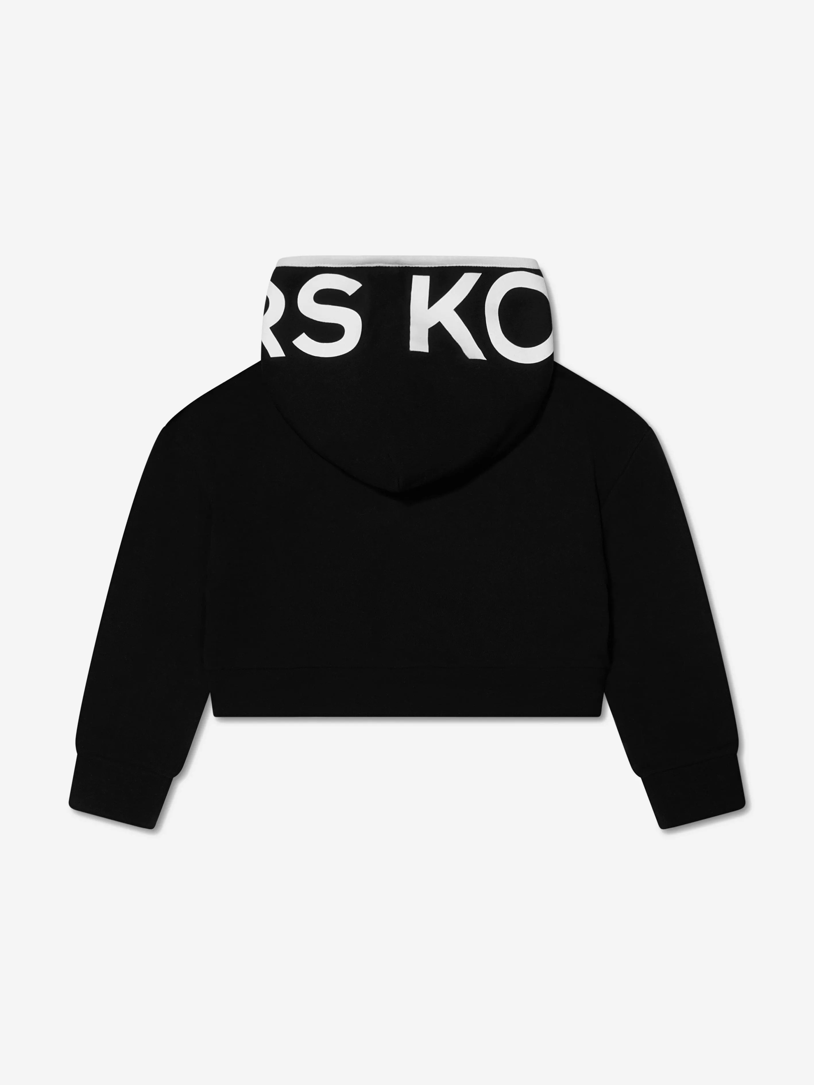 Michael Kors Girls Cropped Logo Hoodie in Black