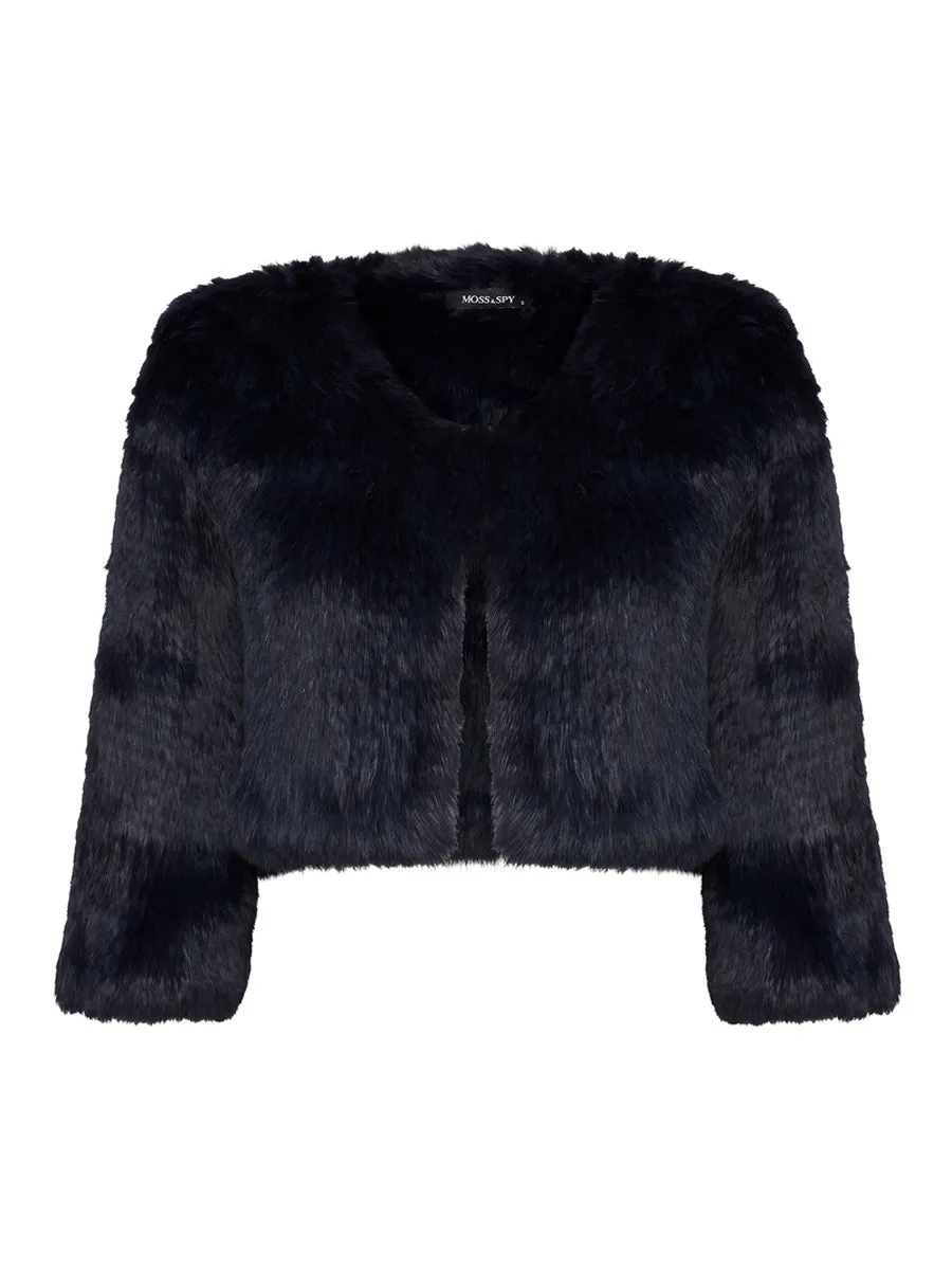 Moss & Spy Fur Bolero - Ink