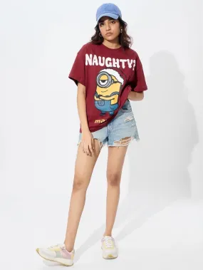 Naughty Minions Graphic Printed Lowest Price Womens Drop Shoulder T-shirt In Legacy Boutiques Bangladesh
